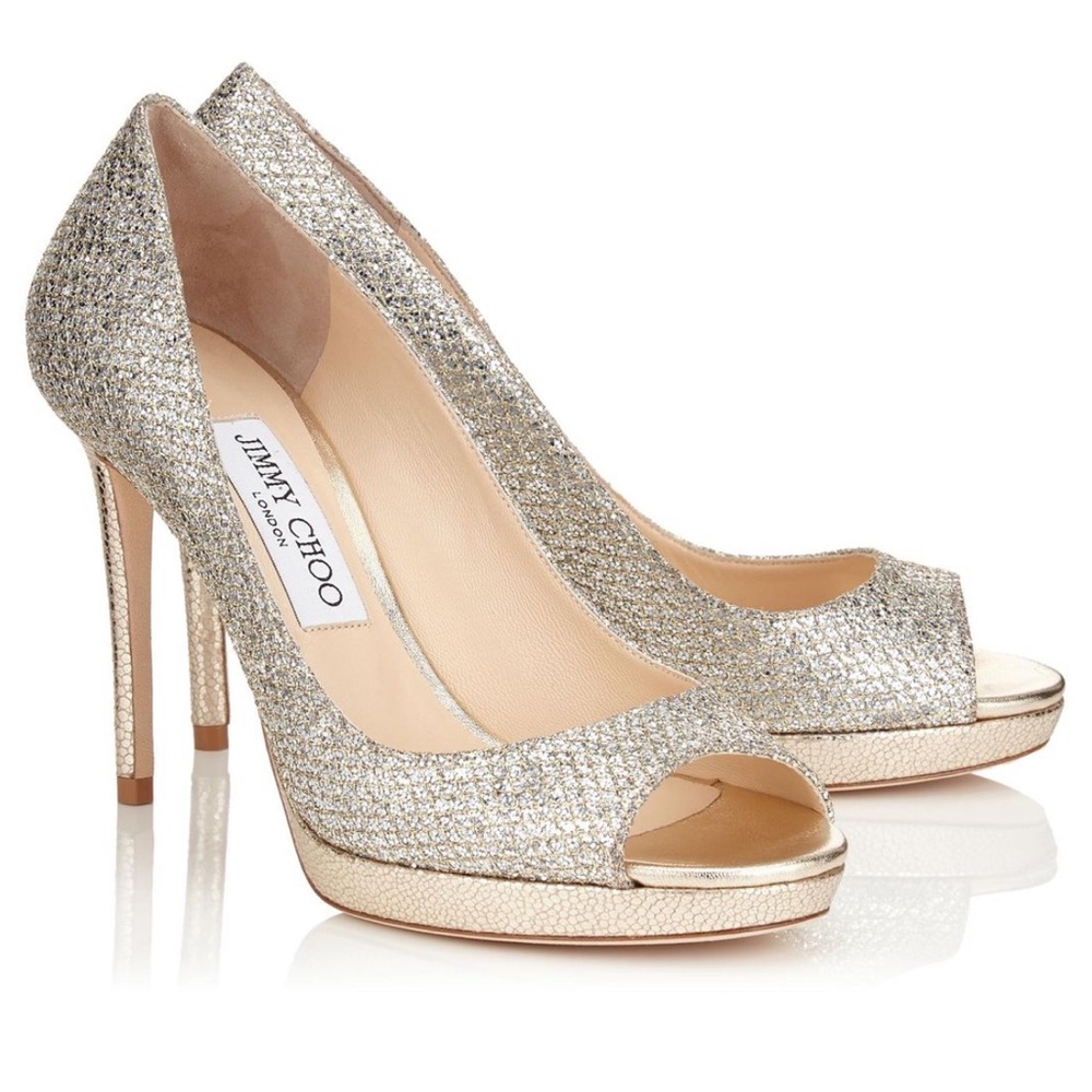 Jimmy Choo Luna Glitter Peep Toe Platform - in Box - Size 40